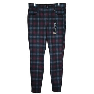 Liverpool Gia Glider Pull-On Pants Women’s Size 12/31 Black Red Tartan Plaid NWT